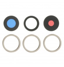 Стекло камеры для iPhone 15 Pro, серое, с рамкой, комплект 3 шт.