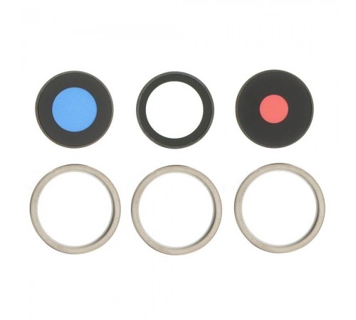 Скло камери для iPhone 15 Pro, сіре, з рамкою, комплект 3 шт.