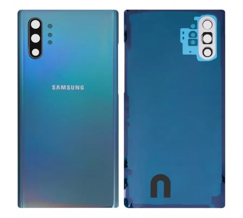 Задняя панель корпуса для Samsung N975F Galaxy Note 10 Plus, серебристая (Aurora Glow) + стекло камеры Задняя панель корпуса для Samsung N975F Galaxy Note 10 Plus, серебристая (Aurora Glow) + стекло камеры