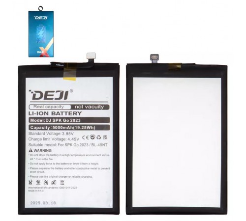 Аккумулятор Deji BL-49NT для Tecno Pop 7 (BF6), Pop 7 Pro, Spark Go (2023) (BF7), Li-ion, 3,85 B, 5000 мАч