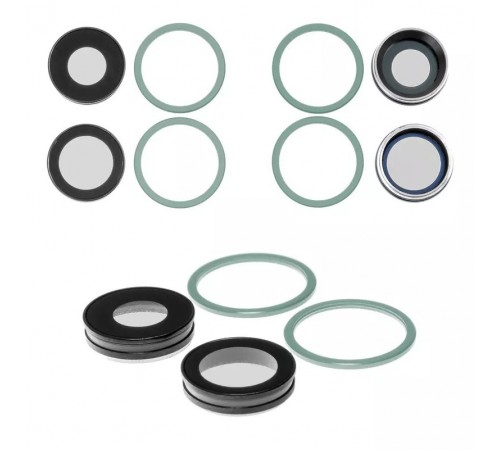 Скло камери для iPhone 11, зелене, з рамкою, комплект 4 шт.