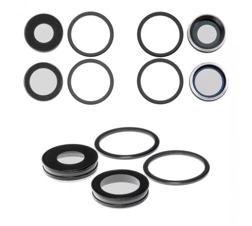 Скло камери для iPhone 11, чорне, з рамкою, комплект 4 шт.