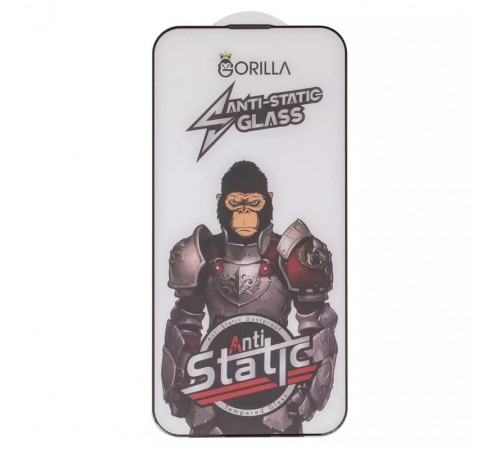Захисне скло для Apple iPhone 14 Pro Max, iPhone 15 Plus, iPhone 16 Plus, сумісне з чохлом, Full Glue, Anti-Static, чорний, gorilla