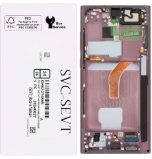Дисплей для Samsung S908B Galaxy S22 Ultra 5G, бордовый (Burgundy), с рамкой, Original, сервисная упаковка, #GH82-29021B