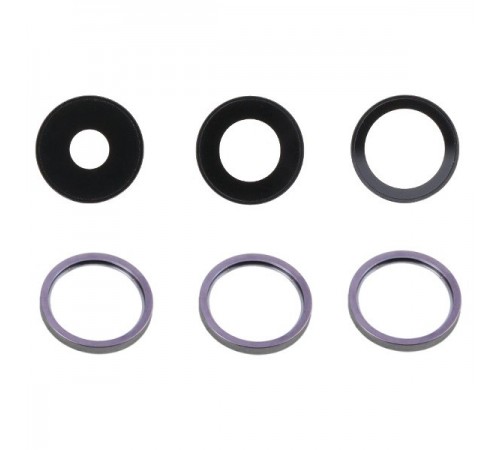 Скло камери для iPhone 14 Pro, iPhone 14 Pro Max, фіолетове, з рамкою, комплект 3 шт.