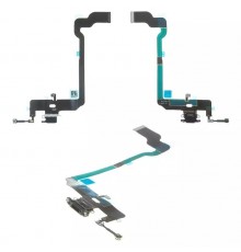 Шлейф для iPhone XS, коннектора наушников, коннектора зарядки, черный, с микрофоном, High Copy