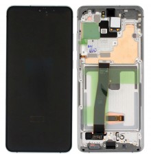 Дисплей для Samsung G985 Galaxy S20 Plus, G986 Galaxy S20 Plus 5G, белый, с рамкой, Оригинал (переклеено стекло), cloud white