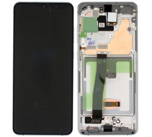 Дисплей для Samsung G985 Galaxy S20 Plus, G986 Galaxy S20 Plus 5G, белый, с рамкой, Оригинал (переклеено стекло), cloud white