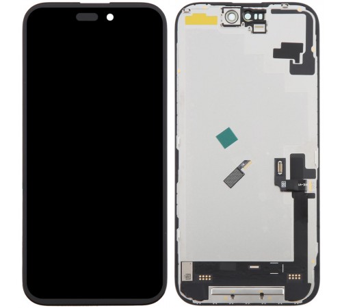 Дисплей для iPhone 16, черный, с рамкой, High Copy (OLED), OEM Soft DD