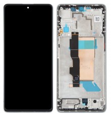 Дисплей для Xiaomi Poco F5, серебристый (White), с рамкой, Copy (TFT)