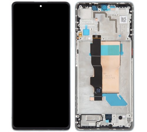 Дисплей для Xiaomi Poco F5, серебристый (White), с рамкой, Copy (TFT)