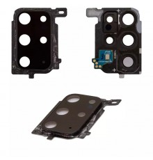 Скло камери для Samsung G985 Galaxy S20 Plus, Original, чорне (Cosmic Black), з рамкою, з розборки