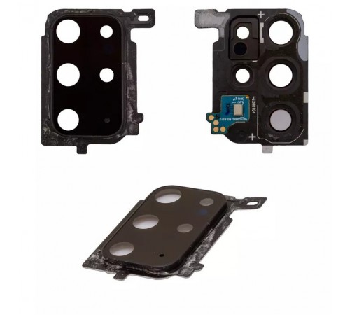 Стекло камеры для Samsung G985 Galaxy S20 Plus, Original, черное (Cosmic Black), с рамкой, с разборки