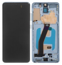 Дисплей для Samsung G980 Galaxy S20, G981 Galaxy S20 5G, синий (Cloud Blue), с рамкой, Copy (TFT)