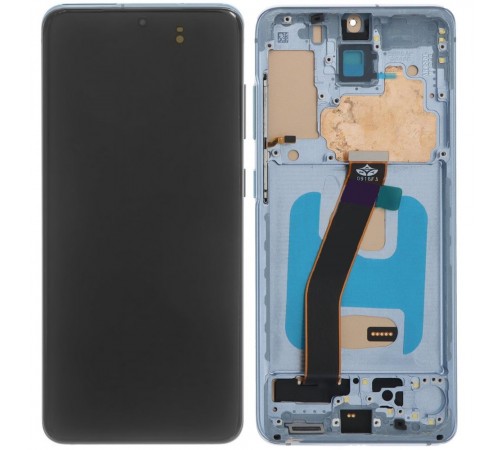 Дисплей для Samsung G980 Galaxy S20, G981 Galaxy S20 5G, синій (Cloud Blue), з рамкою, Copy (TFT)