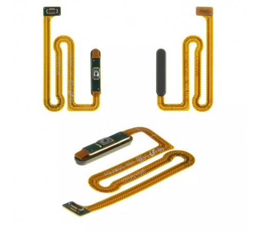 Шлейф для Samsung A125F Galaxy A12, M127 Galaxy M12, кнопки включения, сканера отпечатка пальца (Touch ID), черный