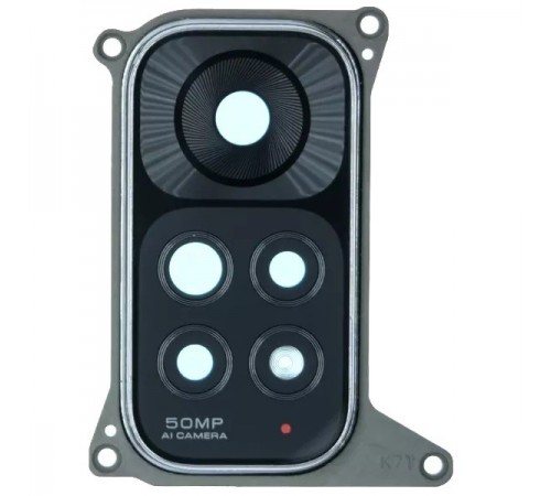 Скло камери для Xiaomi Redmi Note 11, чорне, з рамкою