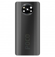 Задняя панель корпуса для Xiaomi Poco X3, серая (Shadow Grey), Copy + стекло камеры