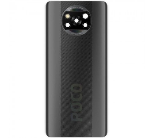 Задняя панель корпуса для Xiaomi Poco X3, серая (Shadow Grey), Copy + стекло камеры