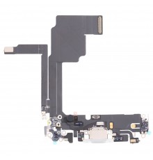 Шлейф для iPhone 15 Pro, коннектора зарядки, белый, с микрофоном, Original (PRC)