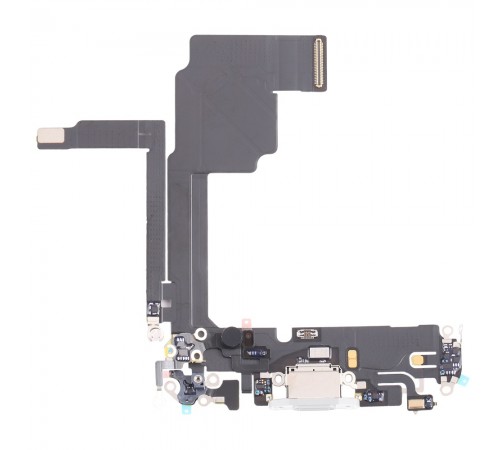 Шлейф для iPhone 15 Pro, коннектора зарядки, белый, с микрофоном, Original (PRC)