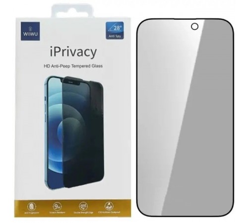 Защитное стекло для Apple iPhone 14 Pro Max, iPhone 15 Plus, антишион, Wiwu iPrivacy Tempered Glass