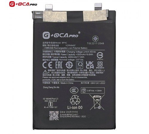 Акумулятор G+OCA Pro BP4C для Xiaomi Redmi Note 11T Pro Plus, Li-ion, 3,87 В, 4400 мА·год