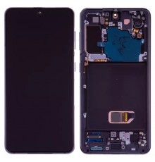Дисплей для Samsung G991 Galaxy S21 5G, серый, с рамкой, Original, сервисная упаковка, phantom gray, #GH82-24544A/GH82-24545A/GH82-27256A/GH82-27255A