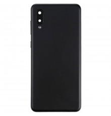 Задняя панель корпуса для Samsung A022F Galaxy A02, черная + стекло камеры, Copy