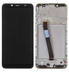 Дисплей для Xiaomi Redmi 7A, чорний, без логотипу, з рамкою, Оригінал (переклеєне скло), MZB7995IN, M1903C3EG, M1903C3EH, M1903C3EI