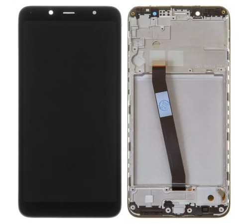 Дисплей для Xiaomi Redmi 7A, чорний, без логотипу, з рамкою, Оригінал (переклеєне скло), MZB7995IN, M1903C3EG, M1903C3EH, M1903C3EI