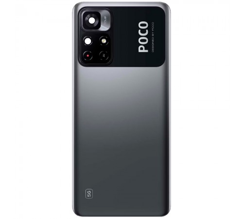 Задня панель корпусу для Xiaomi Poco M4 Pro 5G, чорна (Power Black) + скло камери  