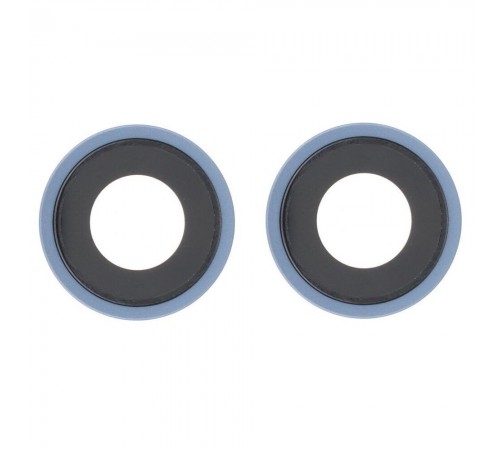 Скло камери для iPhone 14, iPhone 14 Plus, голубе, з рамкою, комплект 2 шт.