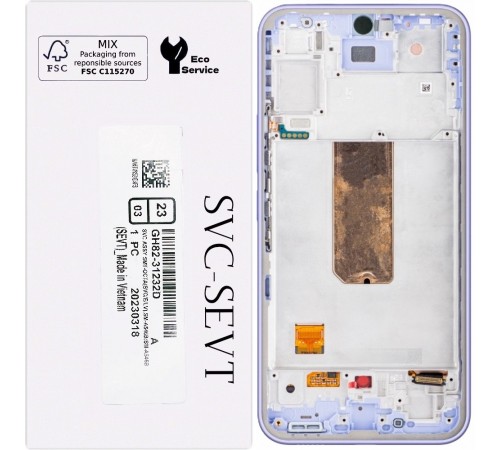 Дисплей для Samsung A546 Galaxy A54 5G, фіолетовий, з рамкою, Original, сервісна упаковка, #GH82-31232A