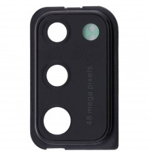 Скло камери для Samsung A415 Galaxy A41, чорне, з рамкою