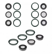 Скло камери для iPhone 11 Pro, зелене, з рамкою, комплект 6 шт., matte midnight green