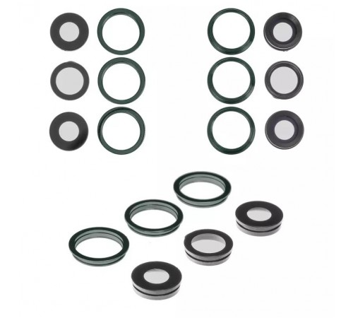 Скло камери для iPhone 11 Pro, зелене, з рамкою, комплект 6 шт., matte midnight green