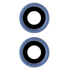 Стекло камеры для iPhone 13, 13 mini, синее, с рамкой, комплект 2 шт.