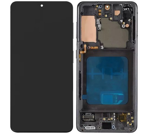Дисплей для Samsung G990B Galaxy S21 FE 5G, серый (Graphite), с рамкой, High Copy (OLED)
