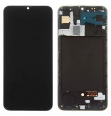Дисплей для Samsung A307 Galaxy A30s, черный, с рамкой, High Copy с широким ободком, (OLED)