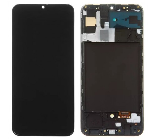 Дисплей для Samsung A307 Galaxy A30s, чорний, з рамкою, High Copy з широким обідком, (OLED)