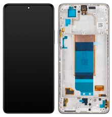 Дисплей для Xiaomi Poco F4, серебристый (Moonlight Silver), с рамкой, Copy (TFT)