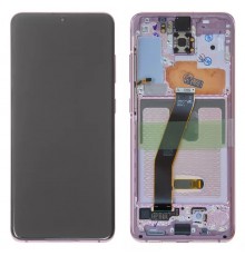 Дисплей для Samsung G980 Galaxy S20, G981 Galaxy S20 5G, розовый, с рамкой, Original, сервисная упаковка, cloud pink, #GH82-22131C/GH82-22123C