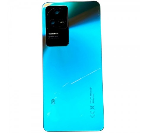 Задняя панель корпуса для Xiaomi Poco F4, Redmi K40s, голубая, Copy + стекло камеры, 64MP, Лого Poco