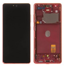 Дисплей для Samsung G780 Galaxy S20 FE, красный, с рамкой, Original, сервисная упаковка, #GH82-24220E/GH82-24219E