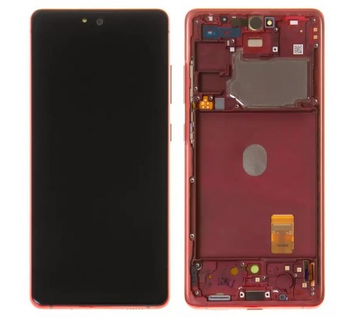 Дисплей для Samsung G780 Galaxy S20 FE, красный, с рамкой, Original, сервисная упаковка, #GH82-24220E/GH82-24219E