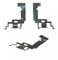 Шлейф для iPhone XR, коннектора зарядки, черный, с микрофоном, Original (PRC)