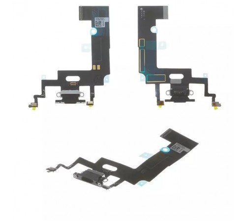 Шлейф для iPhone XR, коннектора зарядки, черный, с микрофоном, Original (PRC)