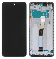 Дисплей для Xiaomi Redmi Note 9 Pro, Redmi Note 9S, синий (Aurora Blue), с рамкой, High Copy