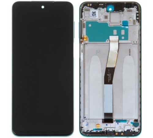 Дисплей для Xiaomi Redmi Note 9 Pro, Redmi Note 9S, синий (Aurora Blue), с рамкой, High Copy